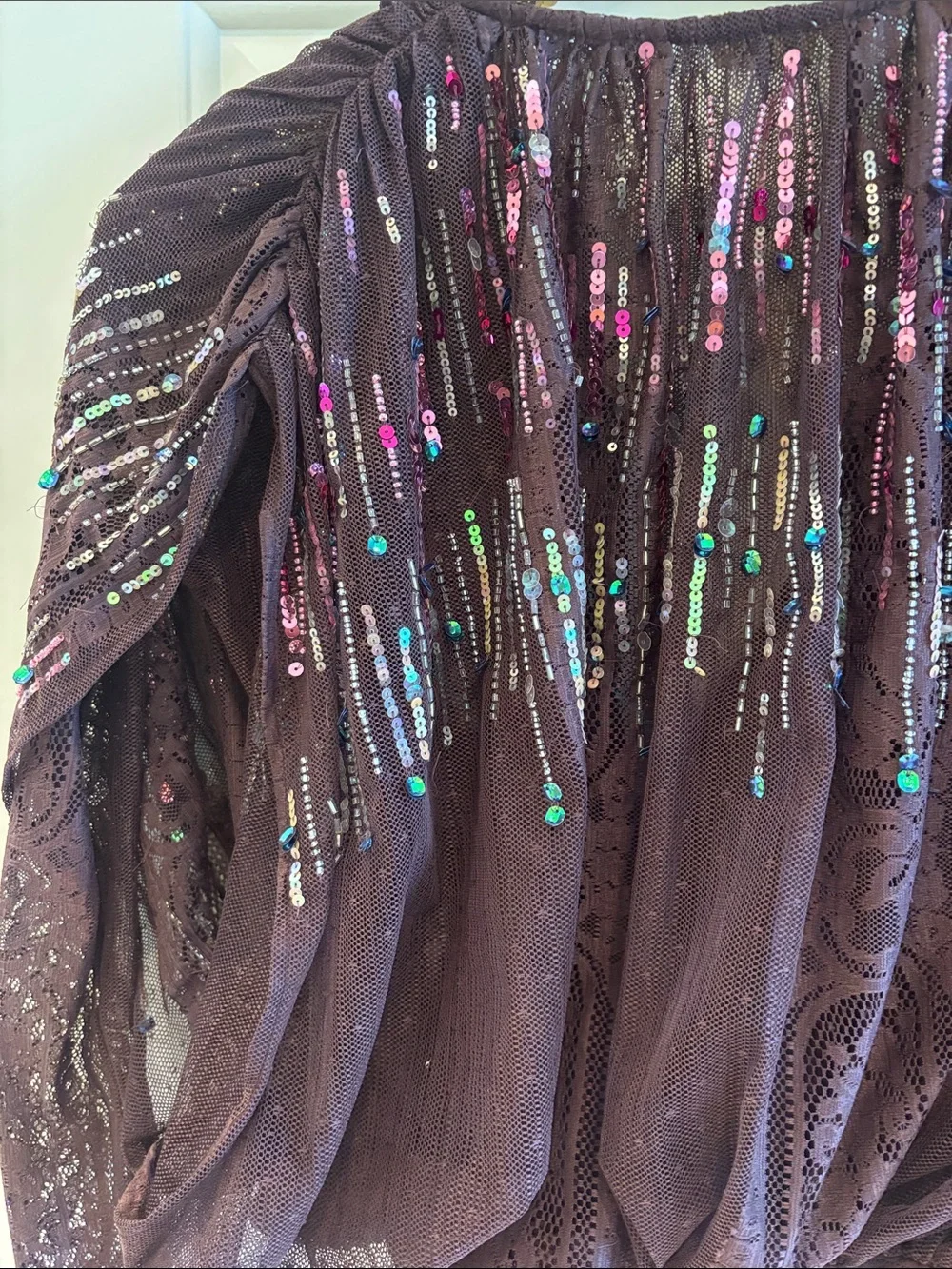 Free People Intimately Business as Usual Embellished Plum Sequin Bodysuit